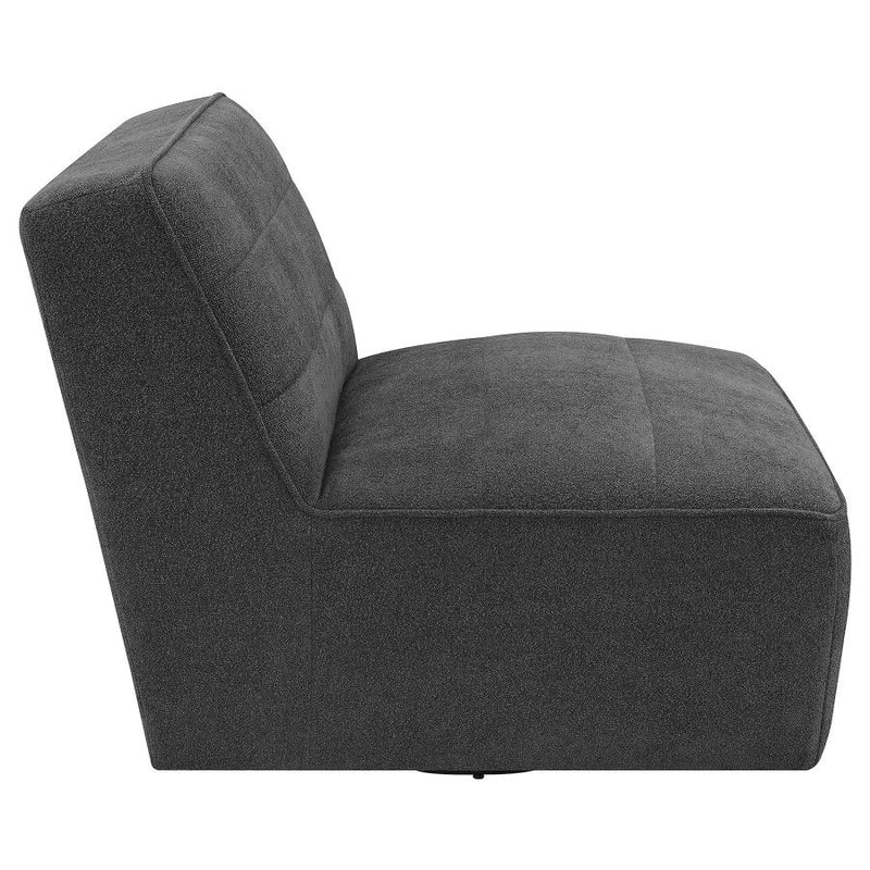 Cobie Upholstered Armless Swivel Chair Dark Charcoal-zoom-