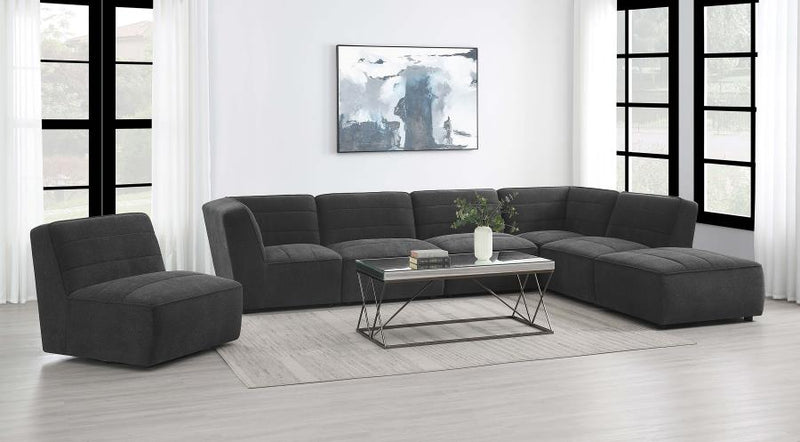 Cobie Upholstered Armless Swivel Chair Dark Charcoal-zoom-