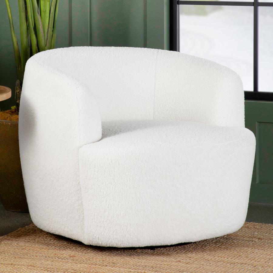 Hudson Faux Sheepskin Upholstered Swivel Chair Natural-zoom-2