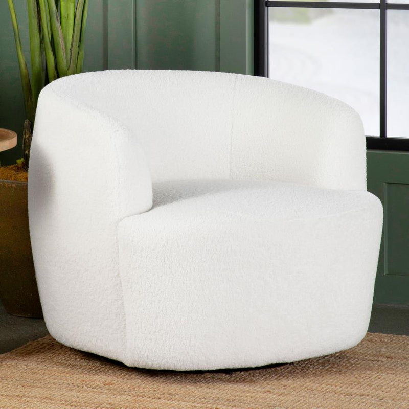 Hudson Faux Sheepskin Upholstered Swivel Chair Natural-zoom-