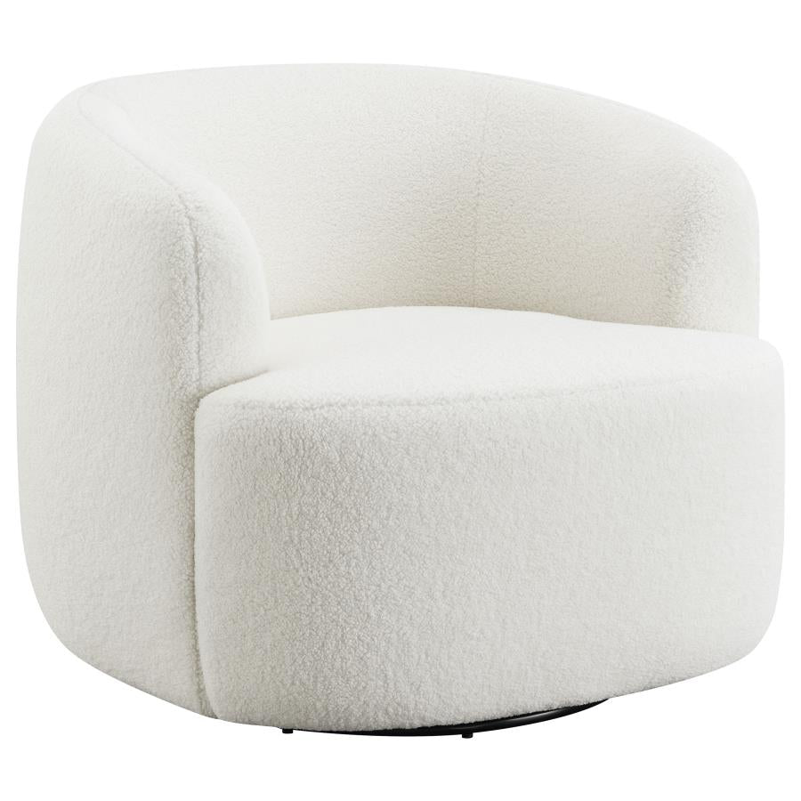 Hudson Faux Sheepskin Upholstered Swivel Chair Natural-1