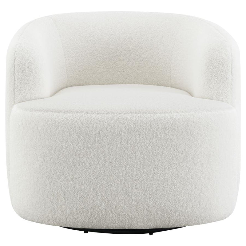 Hudson Faux Sheepskin Upholstered Swivel Chair Natural-zoom-