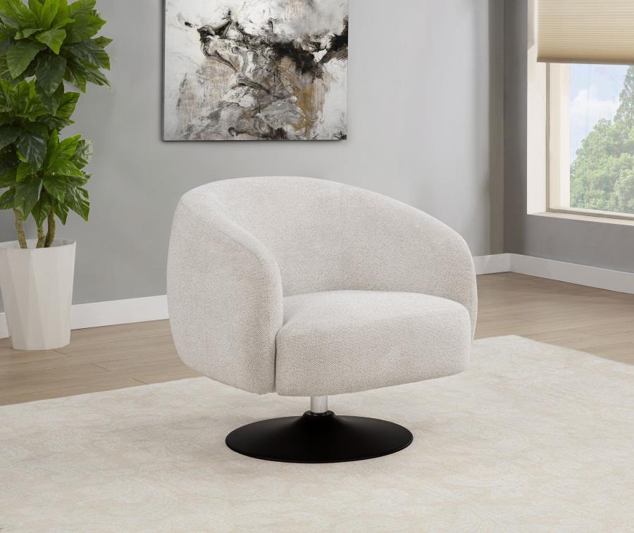 Dave Upholstered Barrel Back Swivel Club Chair Beige-zoom-2