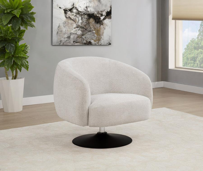 Dave Upholstered Barrel Back Swivel Club Chair Beige-zoom-