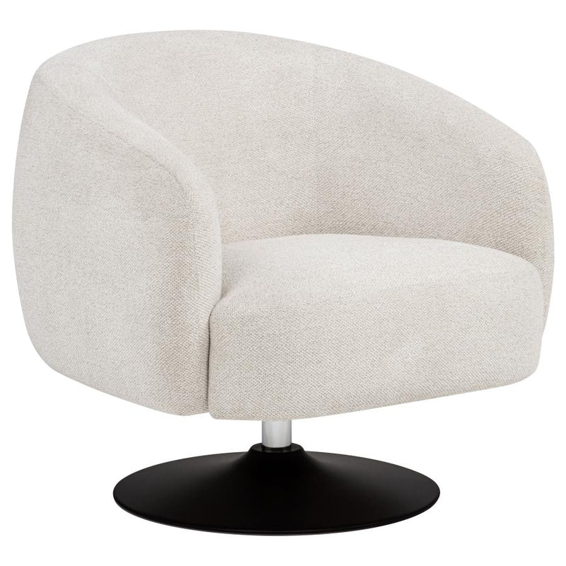 Dave Upholstered Barrel Back Swivel Club Chair Beige-zoom-