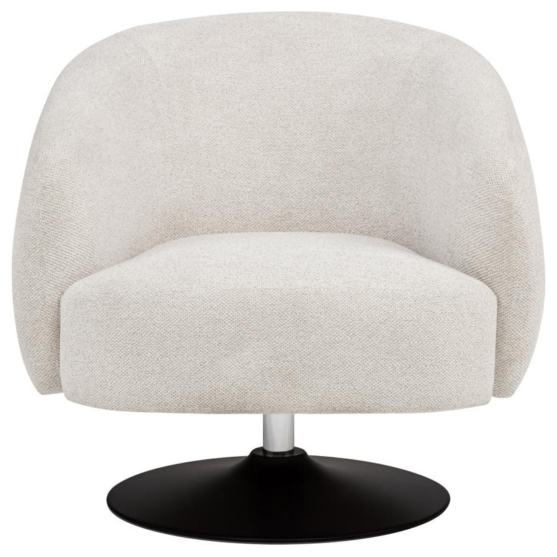 Dave Upholstered Barrel Back Swivel Club Chair Beige-zoom-