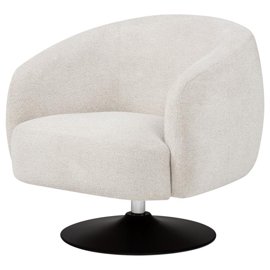 Dave Upholstered Barrel Back Swivel Club Chair Beige-4