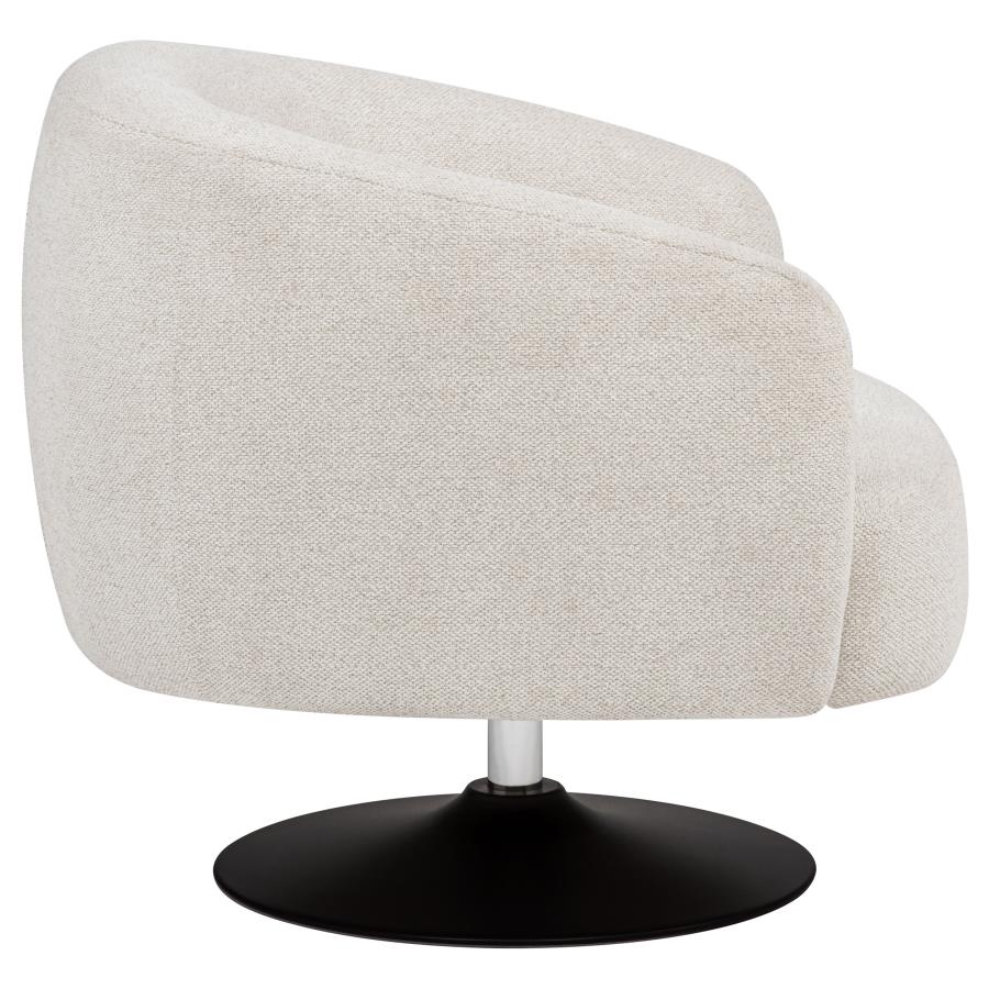 Dave Upholstered Barrel Back Swivel Club Chair Beige-9