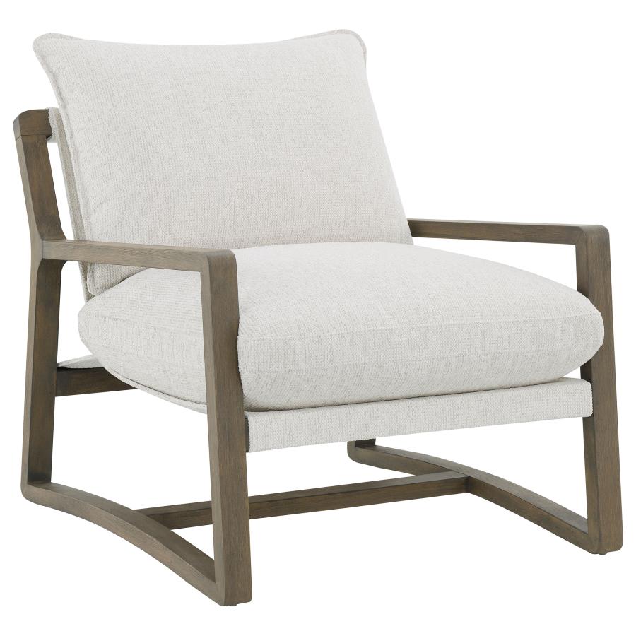 Geneva Boucle Upholstered Wood Arm Accent Chair Sand-zoom-1