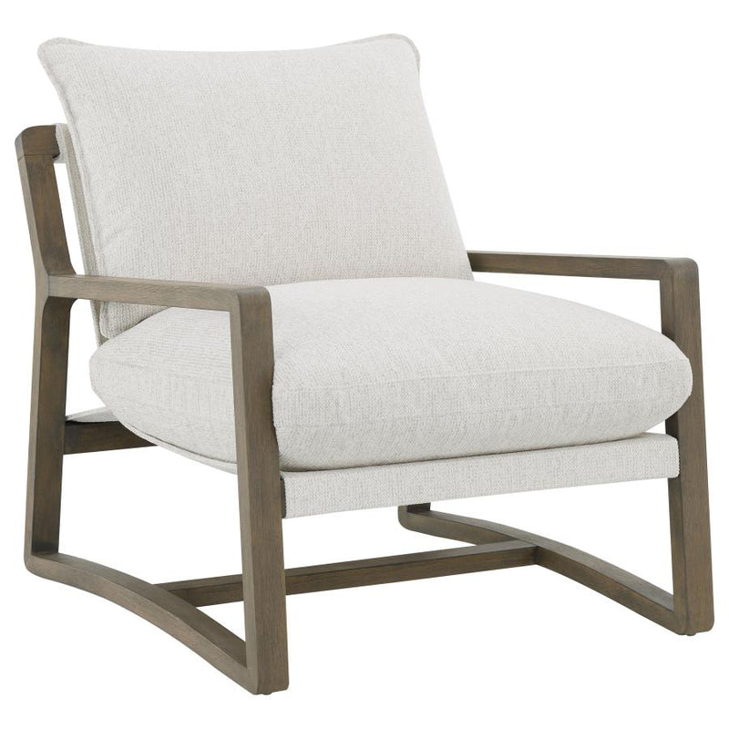 Geneva Boucle Upholstered Wood Arm Accent Chair Sand-zoom-