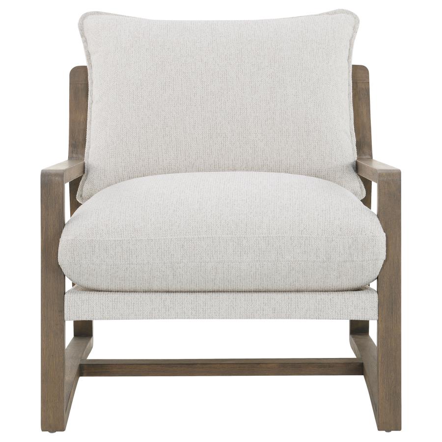 Geneva Boucle Upholstered Wood Arm Accent Chair Sand-3
