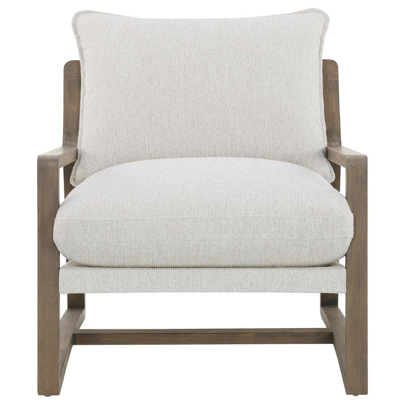 Geneva Boucle Upholstered Wood Arm Accent Chair Sand-zoom-