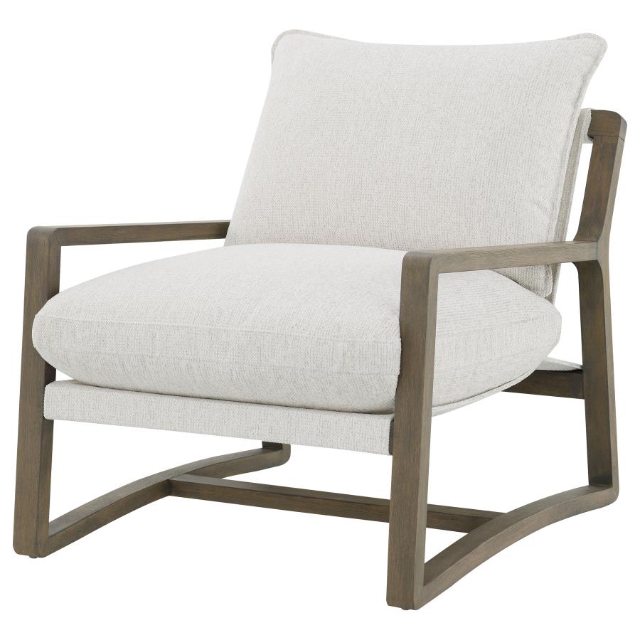 Geneva Boucle Upholstered Wood Arm Accent Chair Sand-4