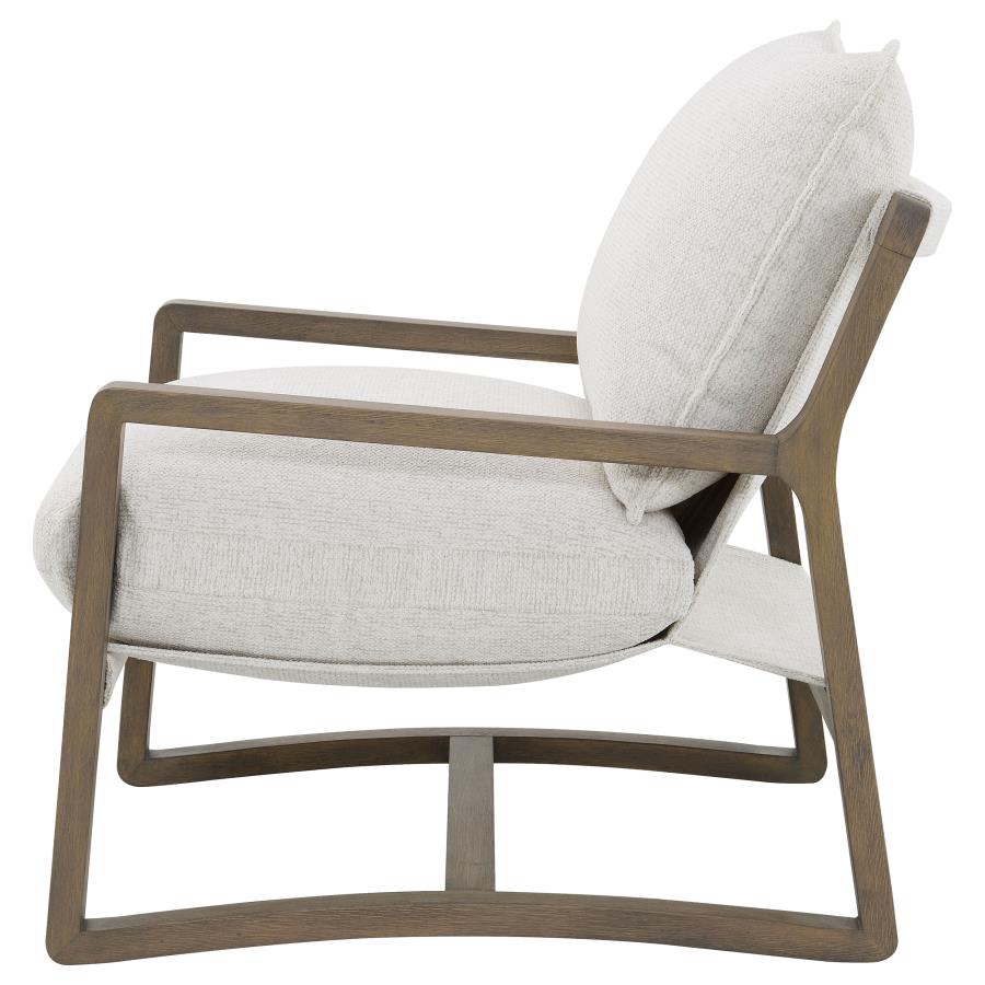 Geneva Boucle Upholstered Wood Arm Accent Chair Sand-zoom-5