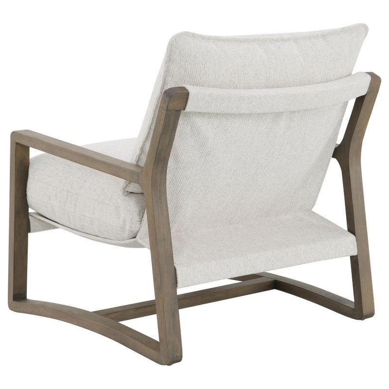 Geneva Boucle Upholstered Wood Arm Accent Chair Sand-zoom-