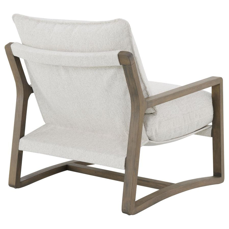 Geneva Boucle Upholstered Wood Arm Accent Chair Sand-zoom-
