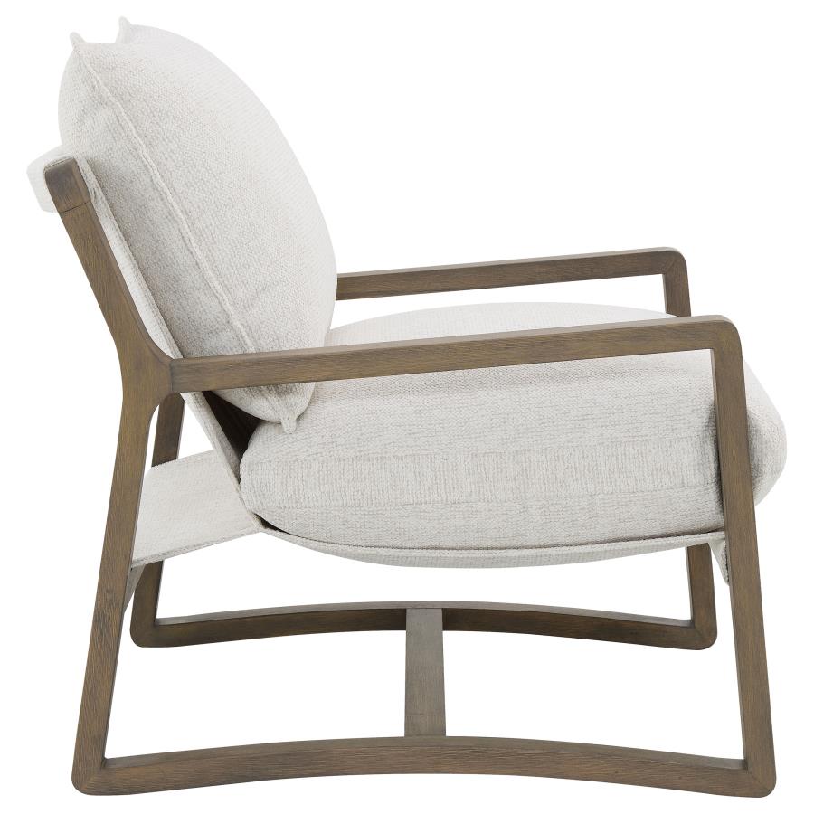 Geneva Boucle Upholstered Wood Arm Accent Chair Sand-8