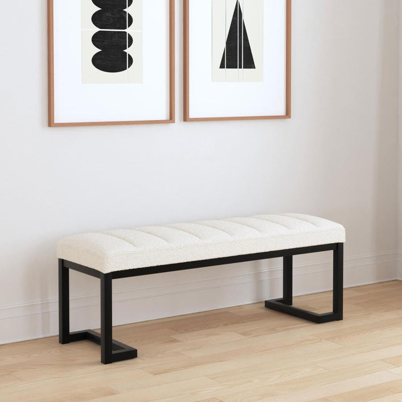 Mesa Boucle Upholstered Tufted Accent Bench Vanilla-zoom-