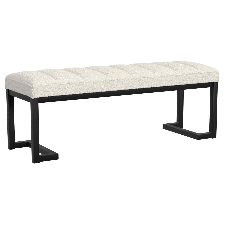 Mesa Boucle Upholstered Tufted Accent Bench Vanilla-1