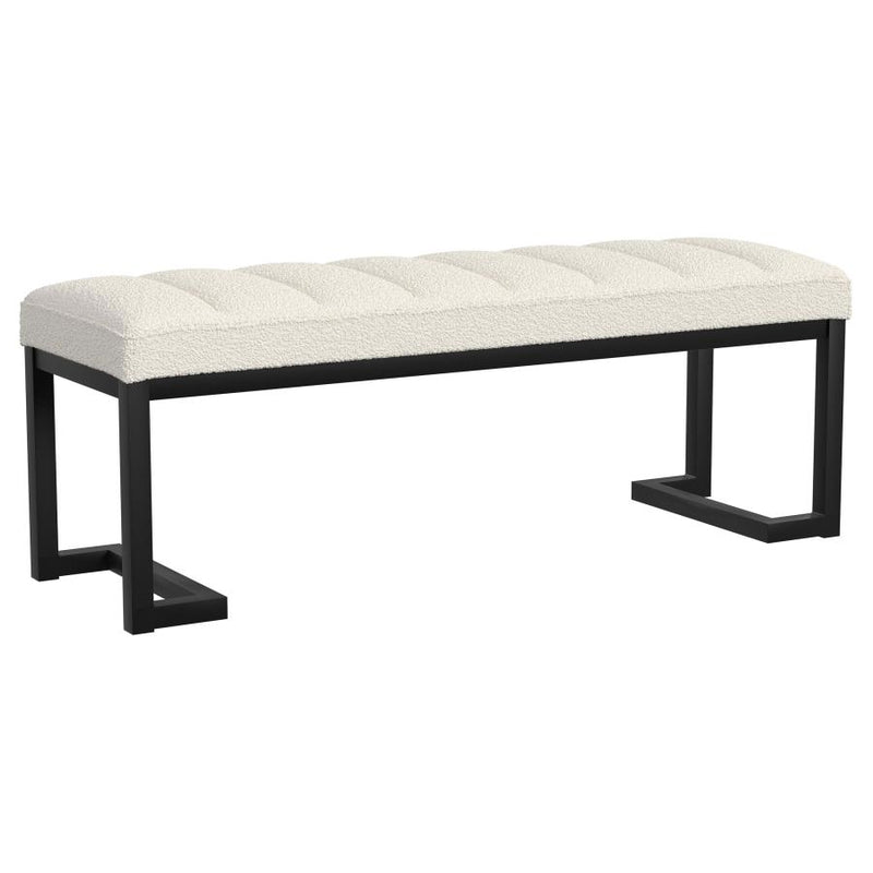 Mesa Boucle Upholstered Tufted Accent Bench Vanilla-zoom-