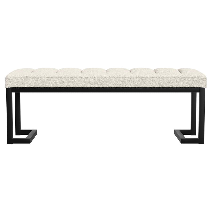 Mesa Boucle Upholstered Tufted Accent Bench Vanilla-zoom-3