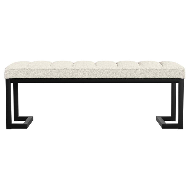 Mesa Boucle Upholstered Tufted Accent Bench Vanilla-zoom-