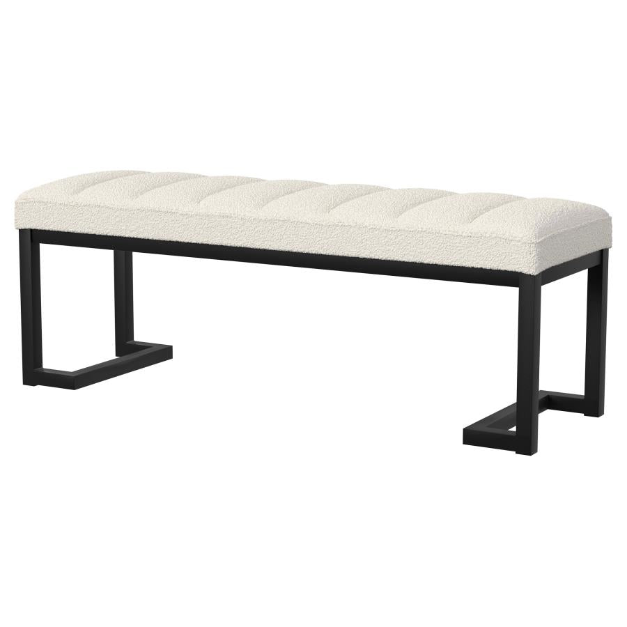 Mesa Boucle Upholstered Tufted Accent Bench Vanilla-zoom-4