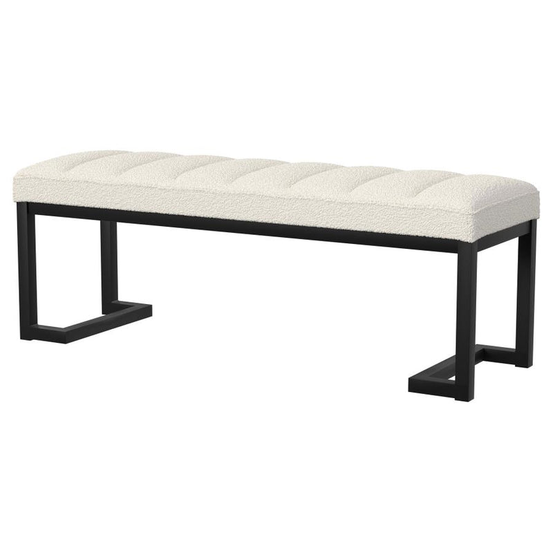 Mesa Boucle Upholstered Tufted Accent Bench Vanilla-zoom-