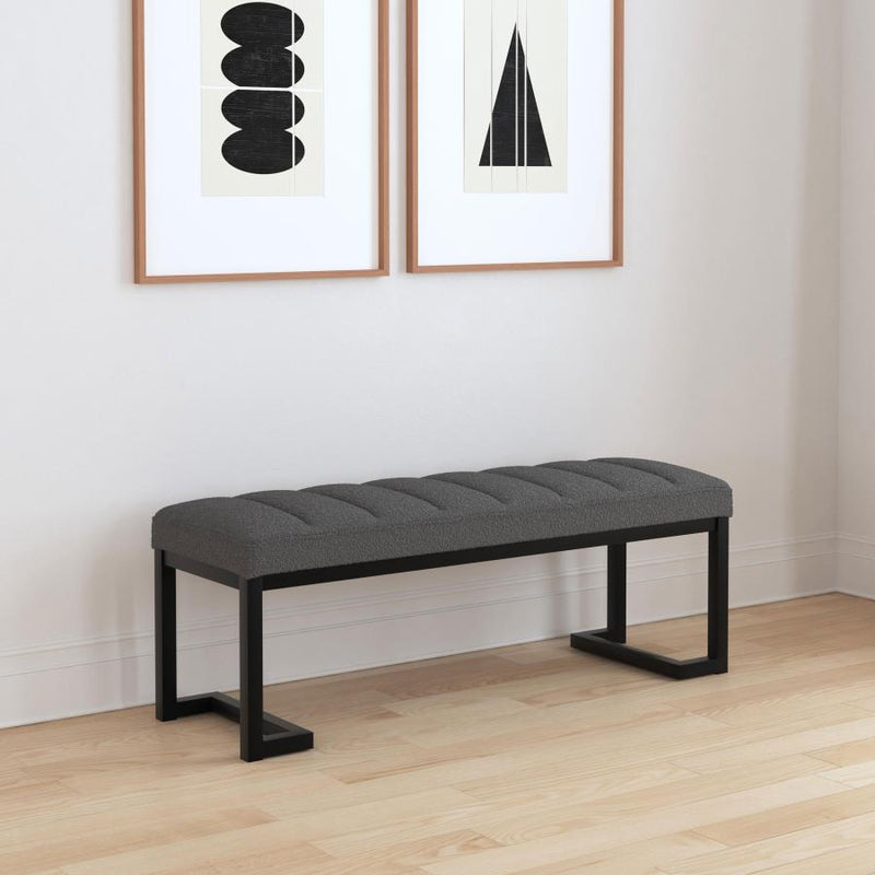 Mesa Boucle Upholstered Tufted Accent Bench Charcoal-zoom-