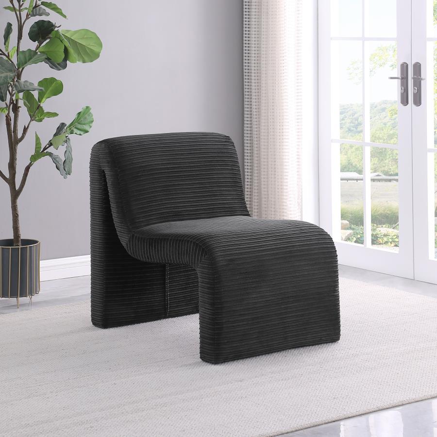 Drayton Upholstered Curved Armless Accent Chair Black-zoom-2