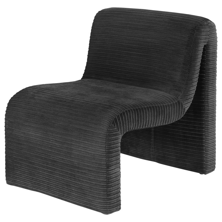 Drayton Upholstered Curved Armless Accent Chair Black-zoom-4