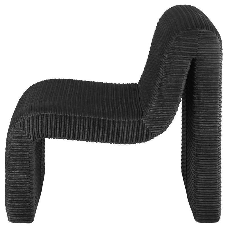 Drayton Upholstered Curved Armless Accent Chair Black-zoom-