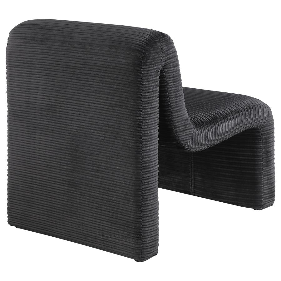 Drayton Upholstered Curved Armless Accent Chair Black-zoom-7