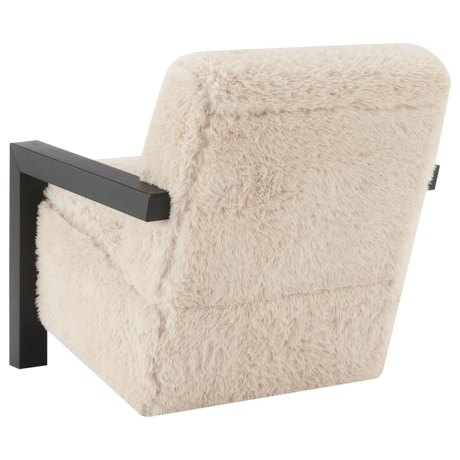 Fitzroy Faux Fur Upholstered Chair Solid Wood Arms Latte-zoom-6