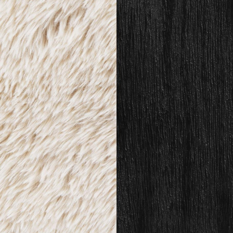 Fitzroy Faux Fur Upholstered Chair Solid Wood Arms Latte-zoom-