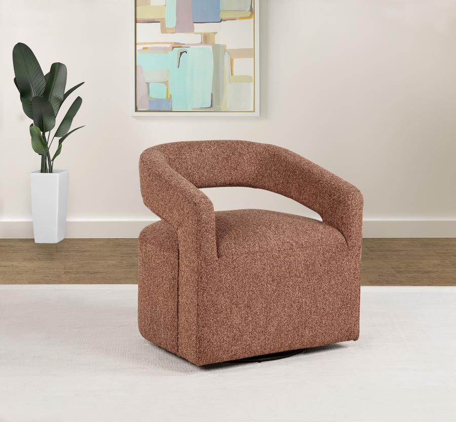 Westhill Boucle Upholstered Swivel Accent Chair Berry-2