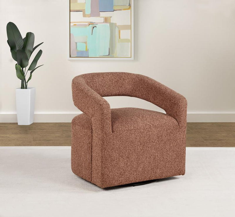 Westhill Boucle Upholstered Swivel Accent Chair Berry-zoom-
