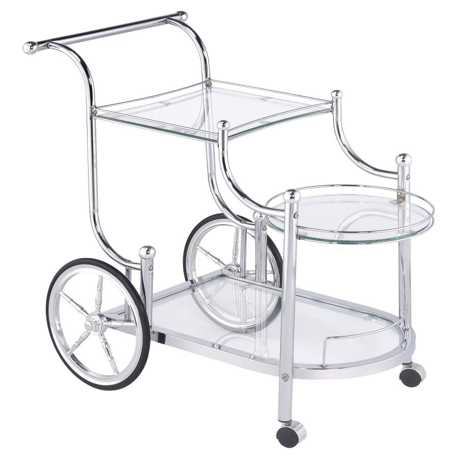 Sarandon 3-tier Glass Shelf Metal Bar Cart Chrome-zoom-1