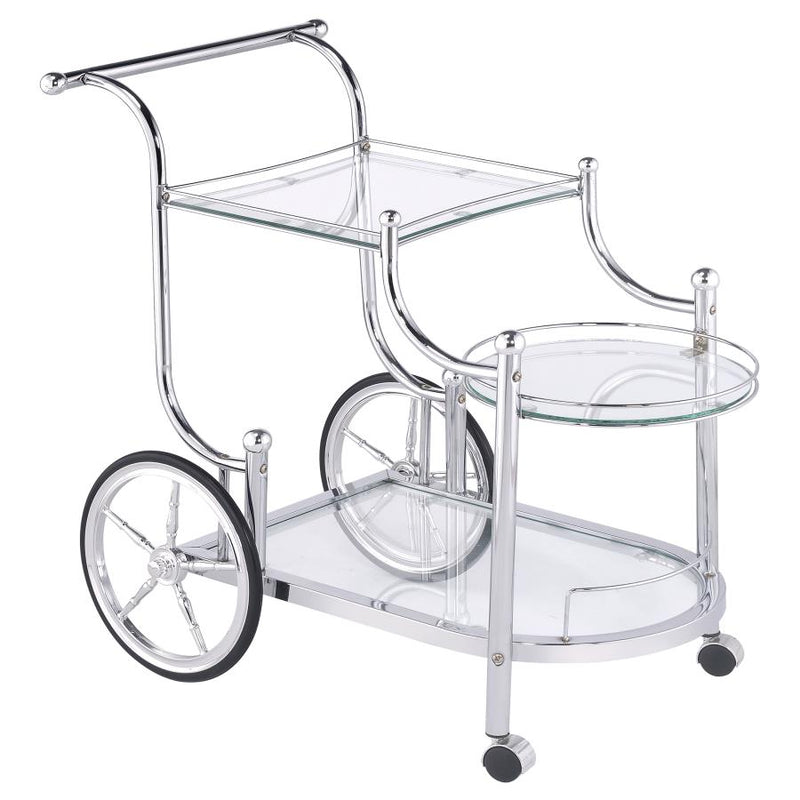 Sarandon 3-tier Glass Shelf Metal Bar Cart Chrome-zoom-