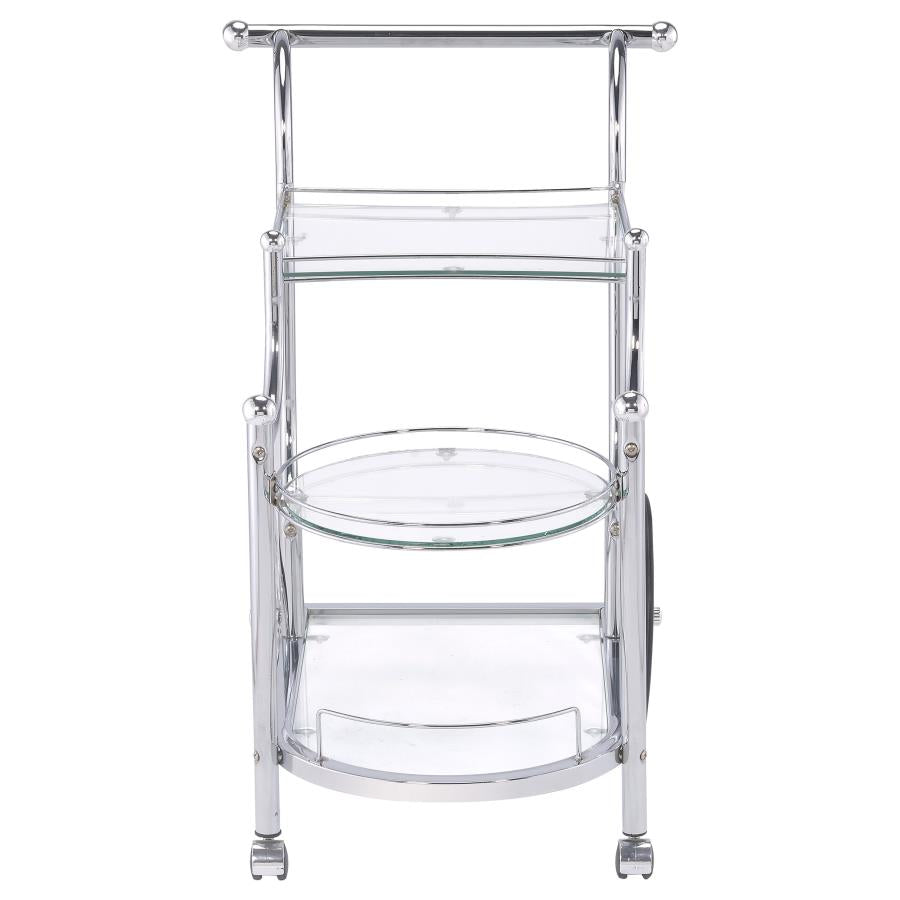 Sarandon 3-tier Glass Shelf Metal Bar Cart Chrome-zoom-3