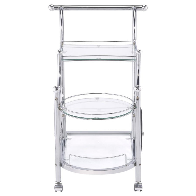 Sarandon 3-tier Glass Shelf Metal Bar Cart Chrome-zoom-