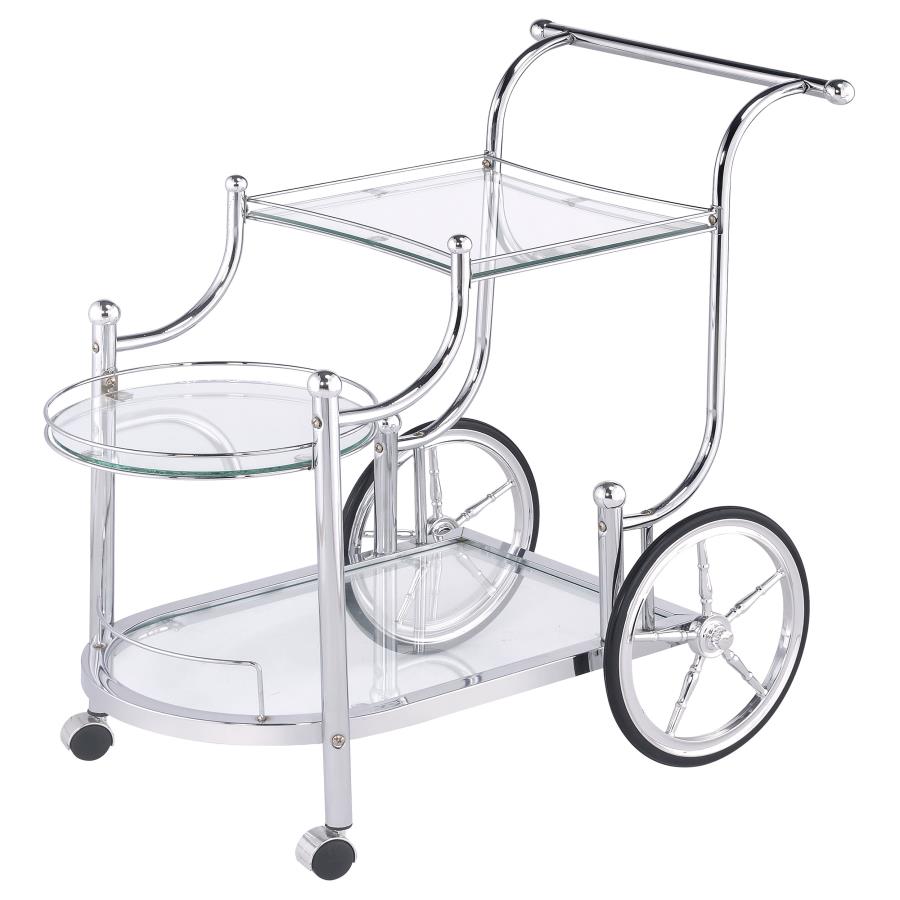 Sarandon 3-tier Glass Shelf Metal Bar Cart Chrome-4