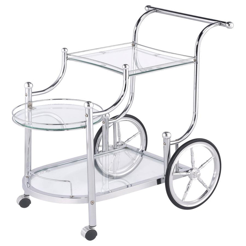 Sarandon 3-tier Glass Shelf Metal Bar Cart Chrome-zoom-