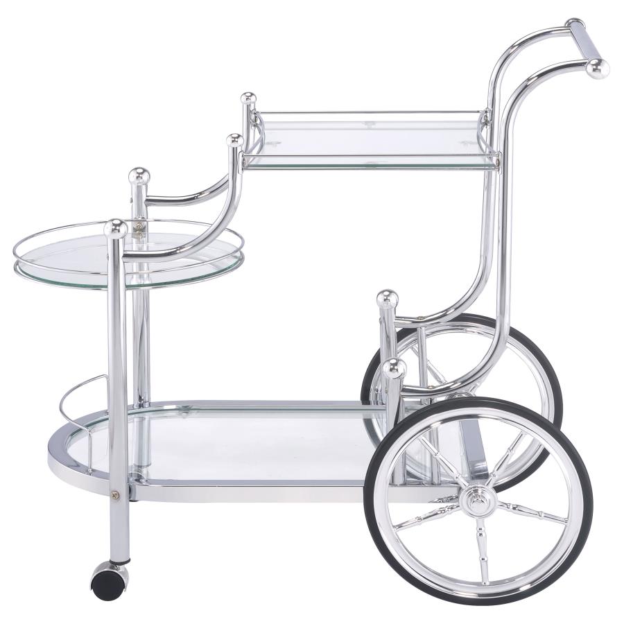 Sarandon 3-tier Glass Shelf Metal Bar Cart Chrome-5
