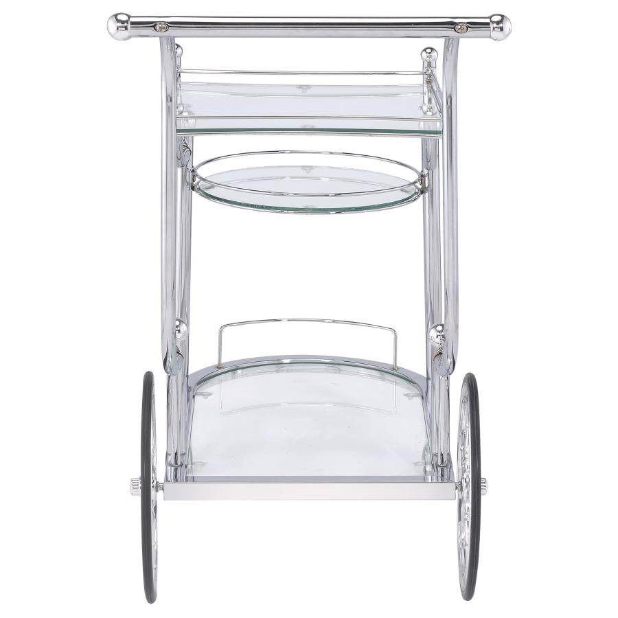 Sarandon 3-tier Glass Shelf Metal Bar Cart Chrome-6