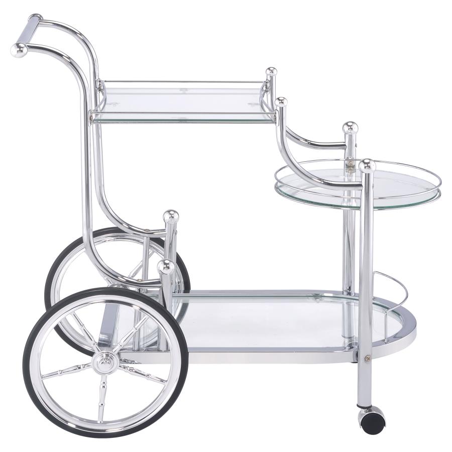 Sarandon 3-tier Glass Shelf Metal Bar Cart Chrome-zoom-7