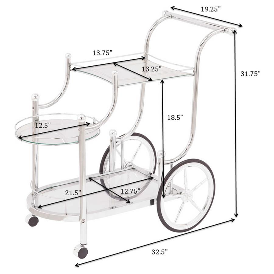 Sarandon 3-tier Glass Shelf Metal Bar Cart Chrome-zoom-8