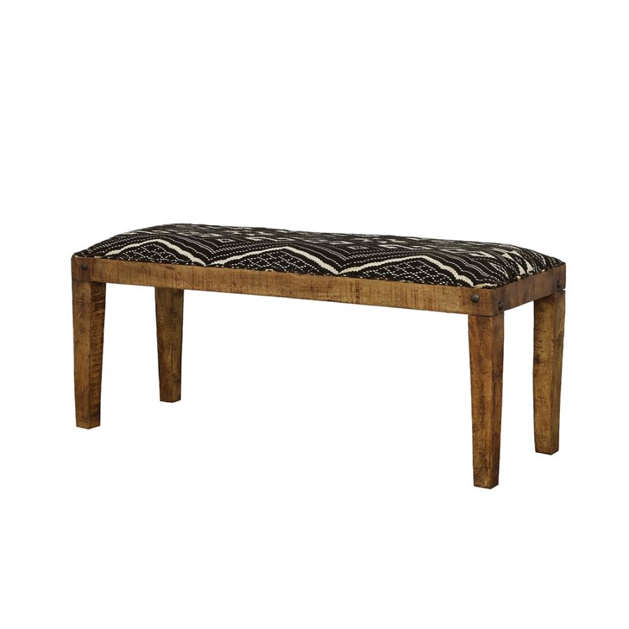 Lamont Fabric Upholstered Accent Bench Black and Natural-4