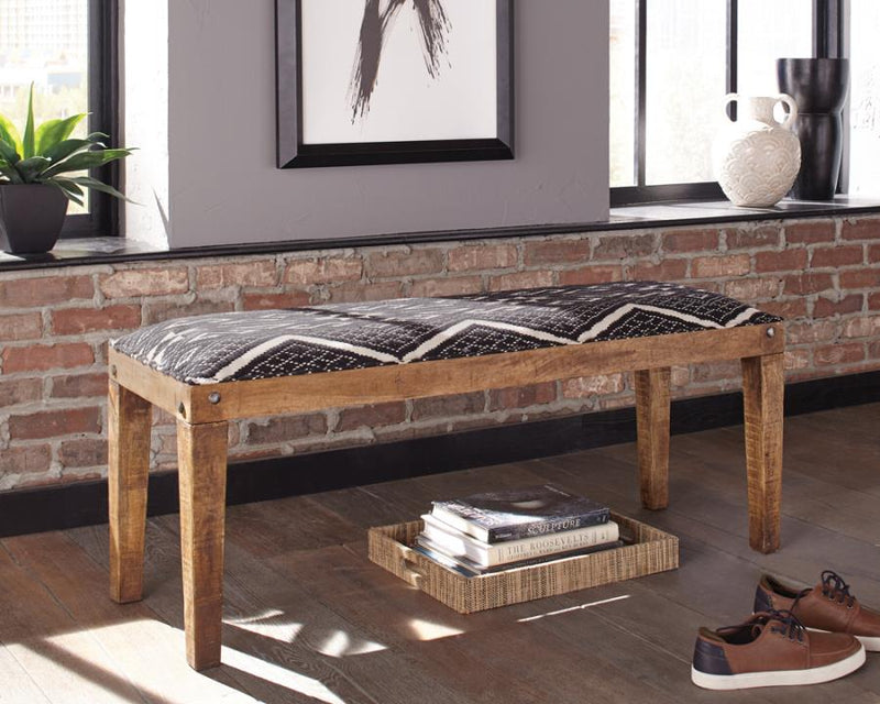 Lamont Fabric Upholstered Accent Bench Black and Natural-zoom-