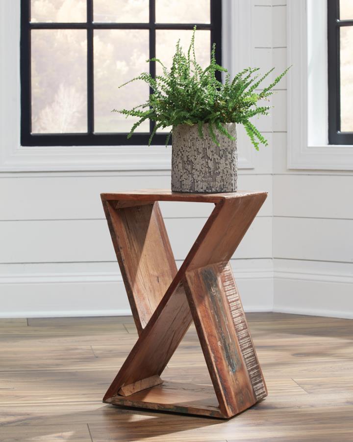 Lily Solid Reclaimed Wood Accent Side Table Natural-zoom-